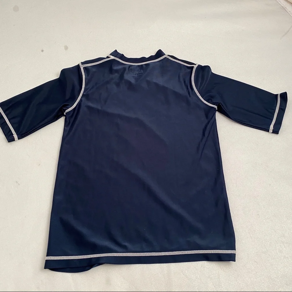 Old Navy blue and white short sleeve rash guard M